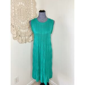 M by Missoni Vintage Green Chevron Knit Sheath Midi Dress Sleeveless Casual 6